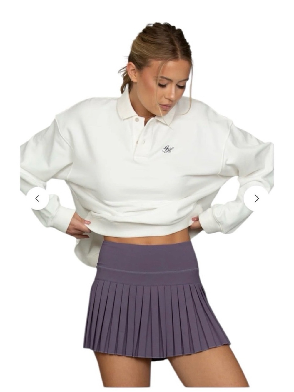 Gold Hinge Pleated Tennis Skirt Dusty Violet Small New